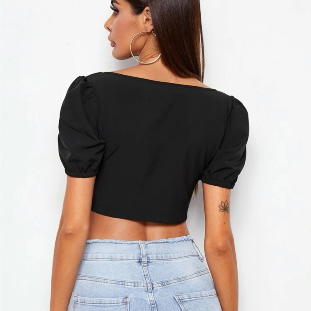 Puff Sleeve Crop Top - Picture 2 of 5